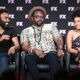Donald Glover, Brian Tyree Henry and Zazie Beetz of the television show Atlanta speak onstage during the Fox/FX Networks portion of the 2018 Winter Television Critics Association Press Tour on Jan. 5, 2018, in Pasadena, Calif. (Frederick M. Brown/Getty Images)